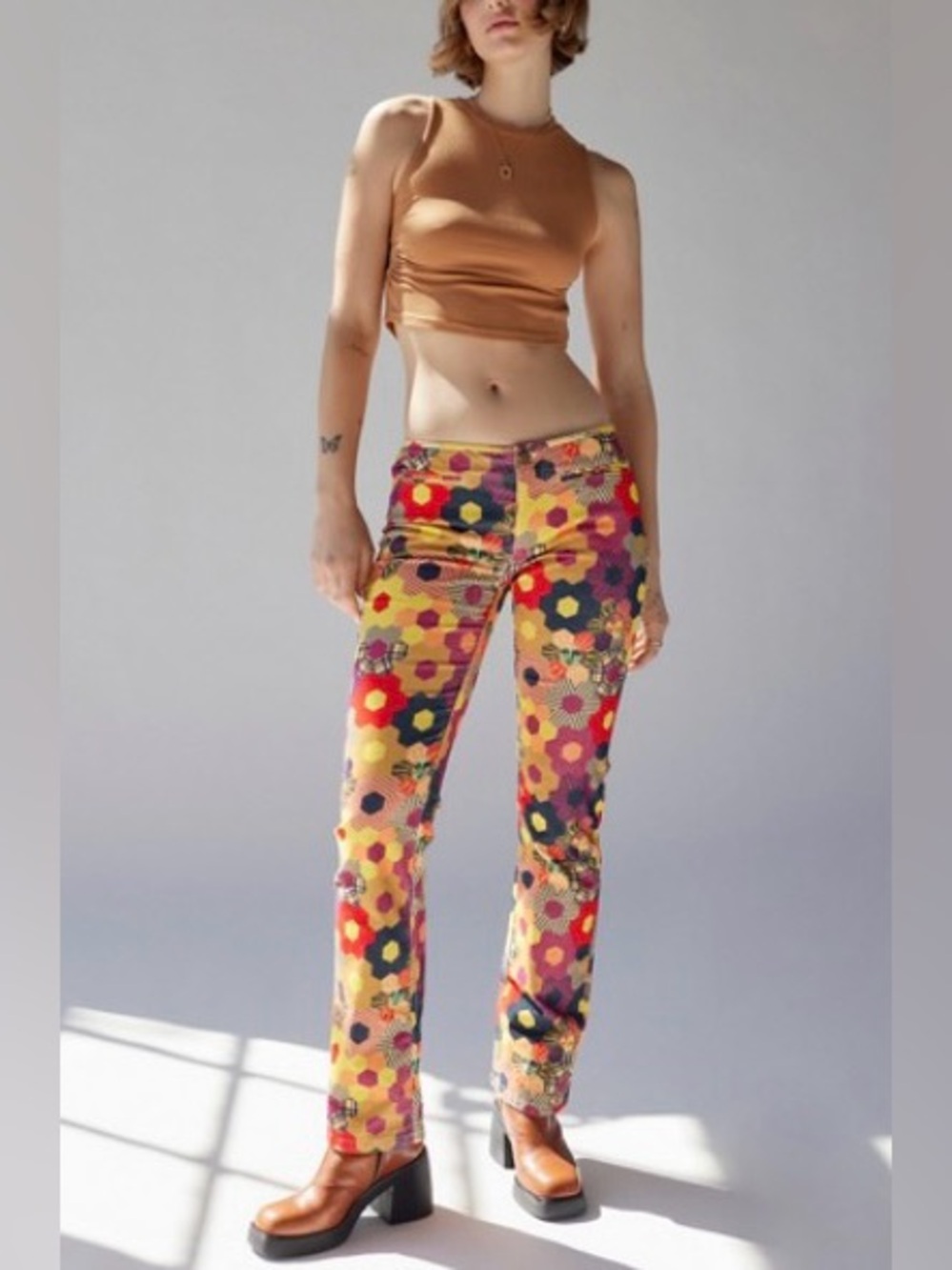 🆕 NWT BDG Urban Outfitters Elodie Corduroy Flare Pant Multi Floral Retro Size 30